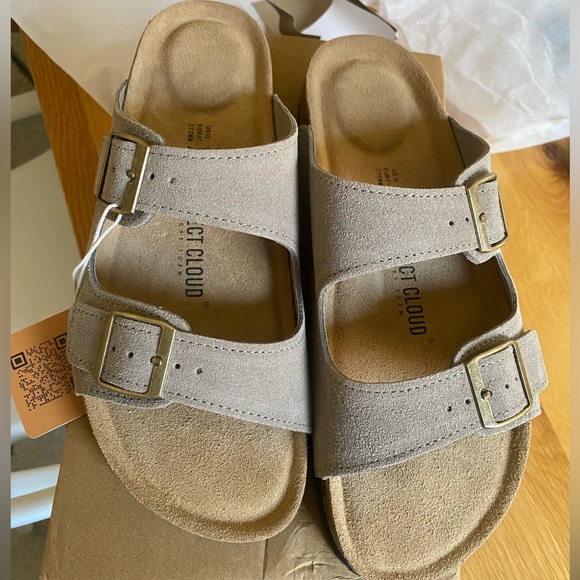 Project cloud - Grey leather “Birkenstock” sandals - NEW with tag - Picture 1 of 5